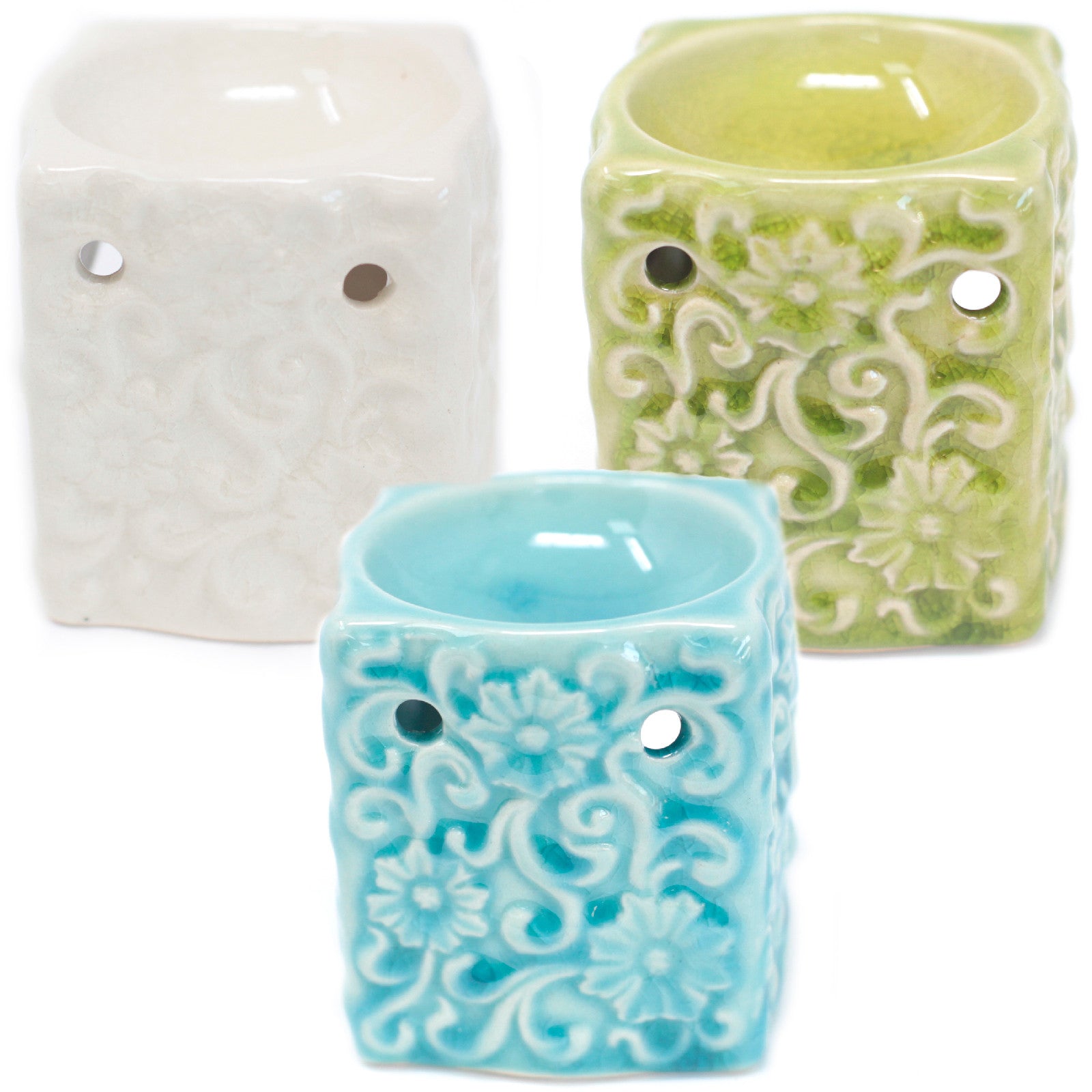 Classic Small Square Floral Oil Burners