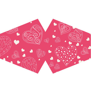 Reusable Fashion Face Mask - Pink Hearts (Adult)