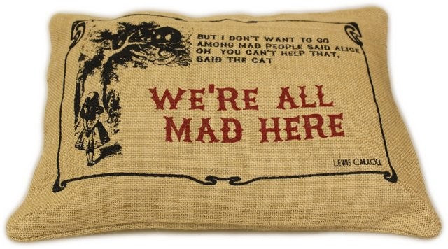 Washed Jute Cushion 38x25cm - We're All Mad Here
