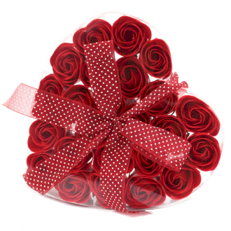 Soap Flowers - Red Roses Set of 24 Flower Heart box