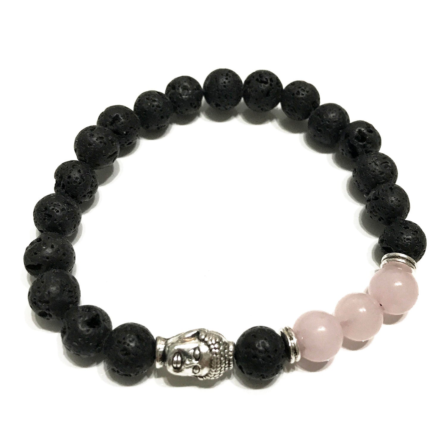 Lava Stone Bracelet - Buddha Rose Quartz