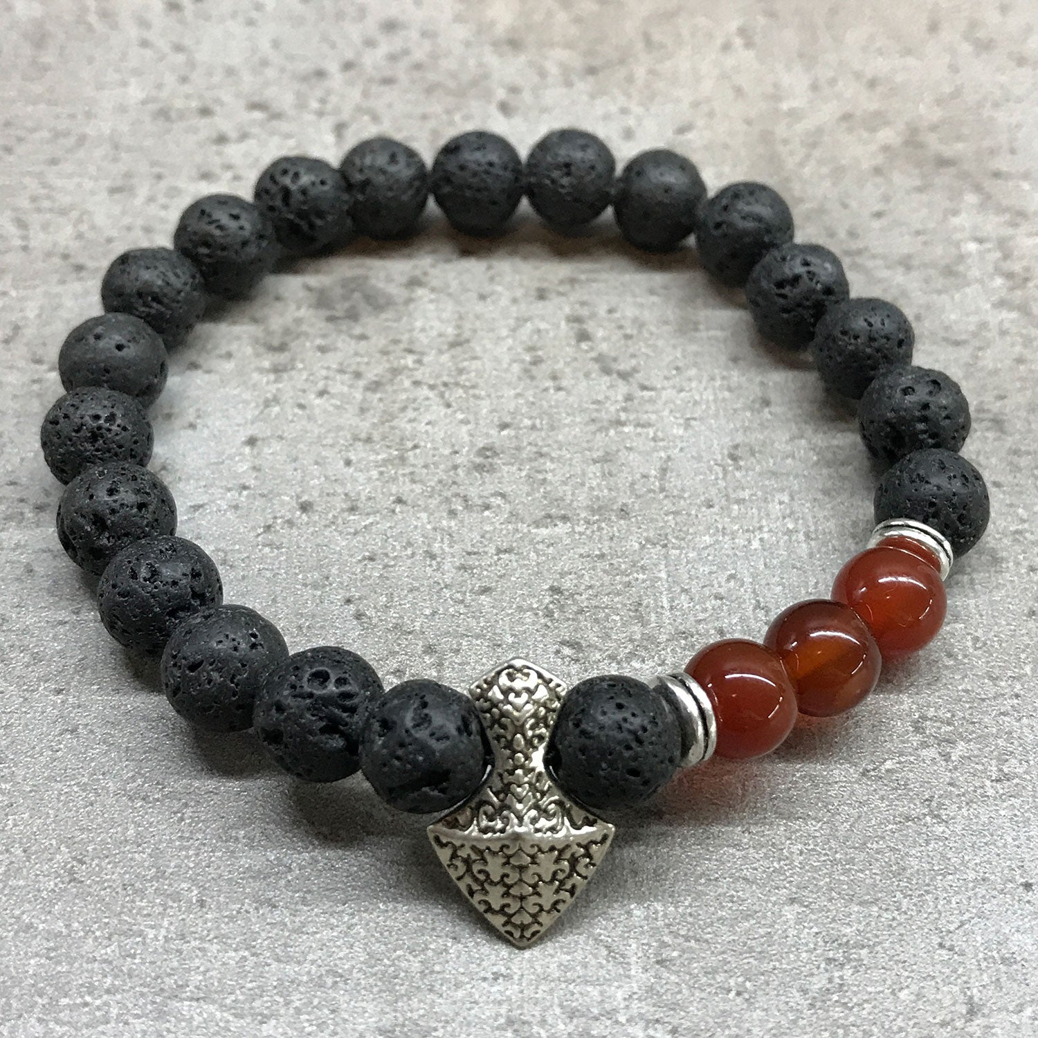 Lava Stone Bracelet - Axe-head Carnelian