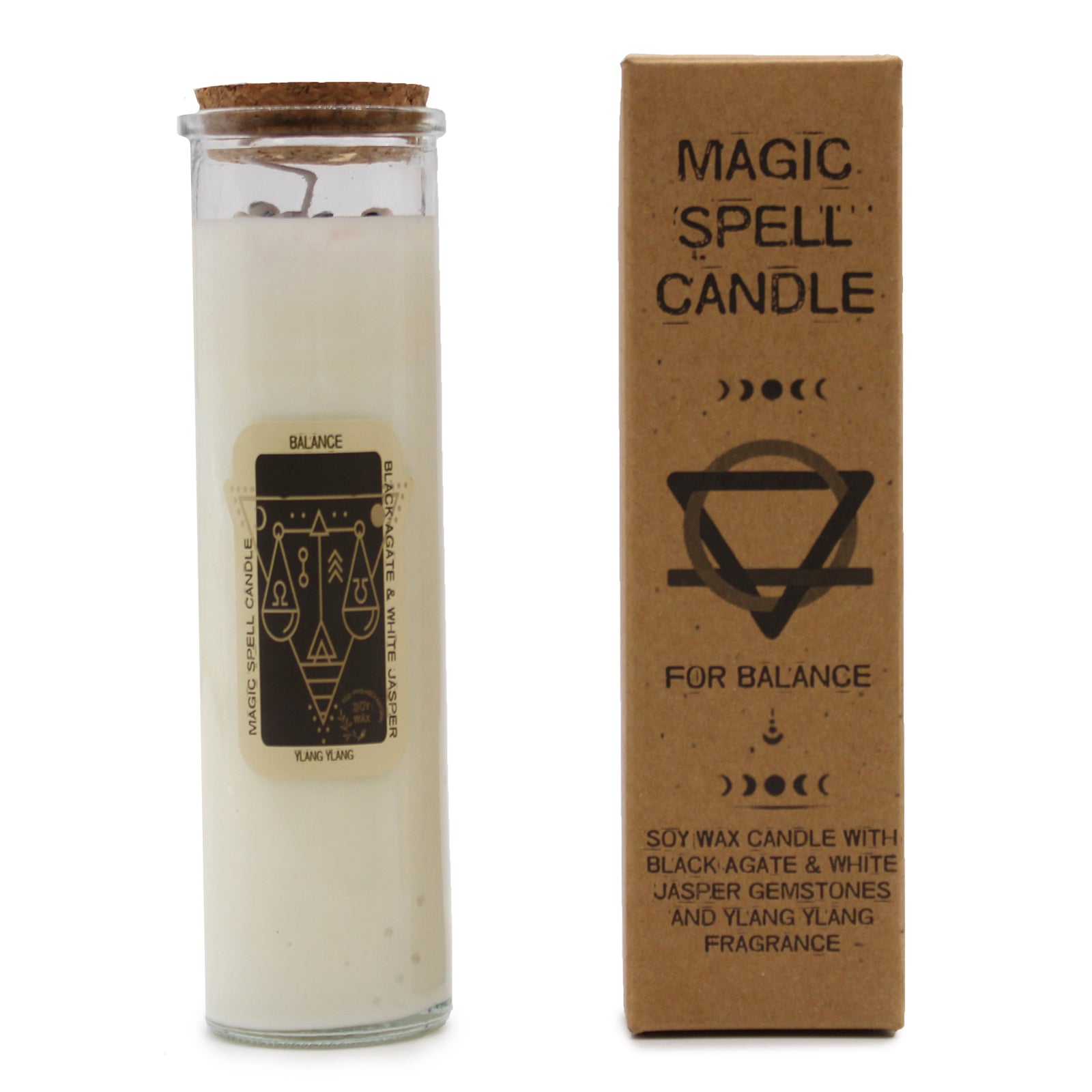 Magic Spell Candle - Balance - Black Agate & White Jasper and Ylang Ylang