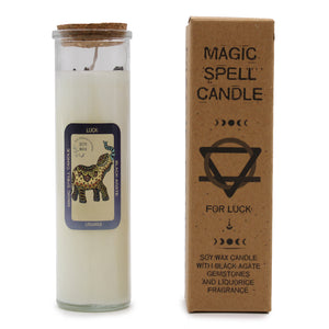 Magic Spell Candle - Luck - Black Agate and Liquorice