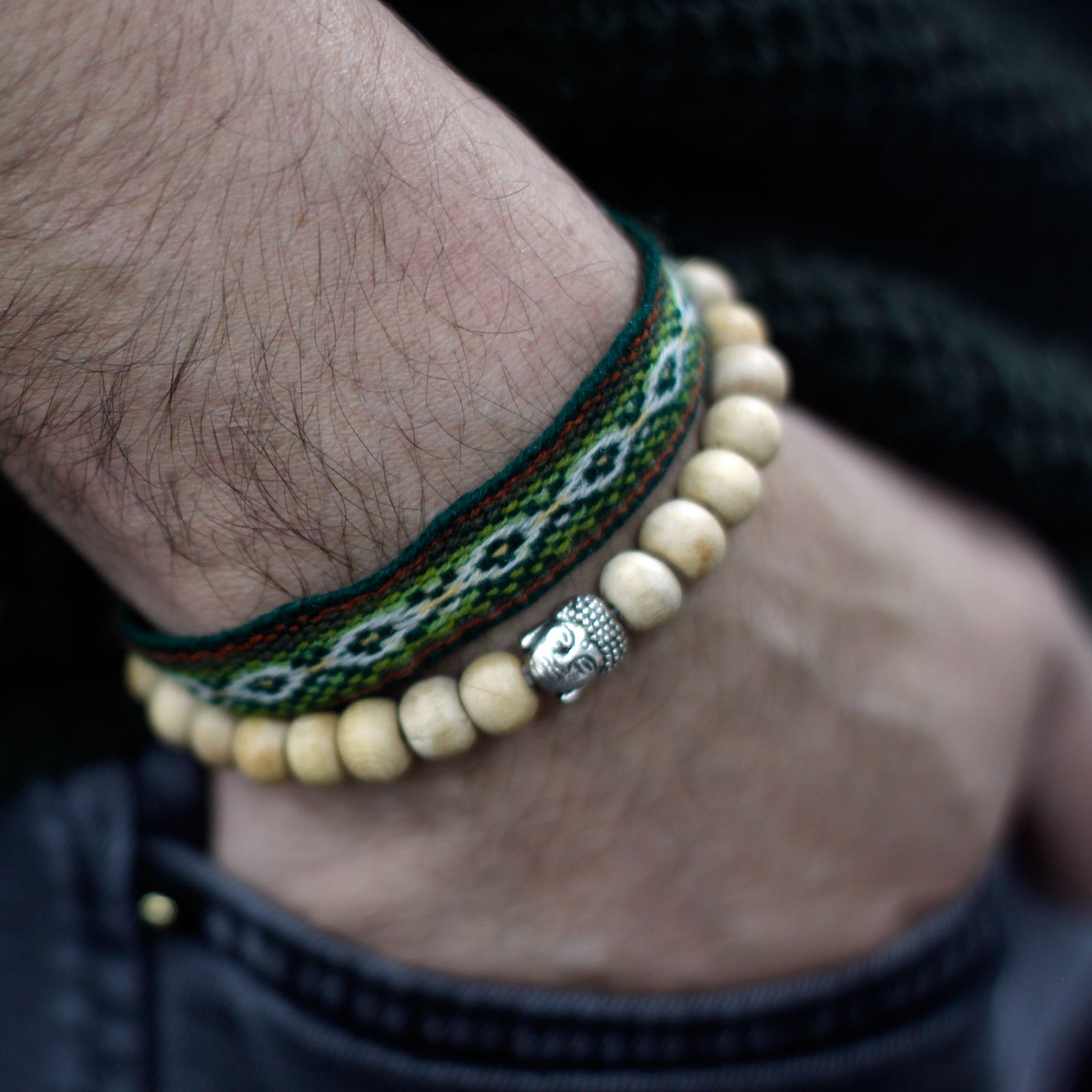 Sandal Wood Beads & Buddah Bangle