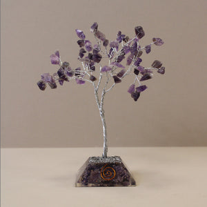 Gemstone Tree with Orgonite Base - Amethyst 80 Stone