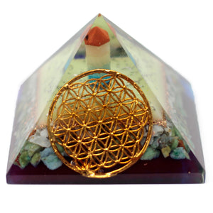Lrg Orgonite Pyramid 80mm - Flower of Life