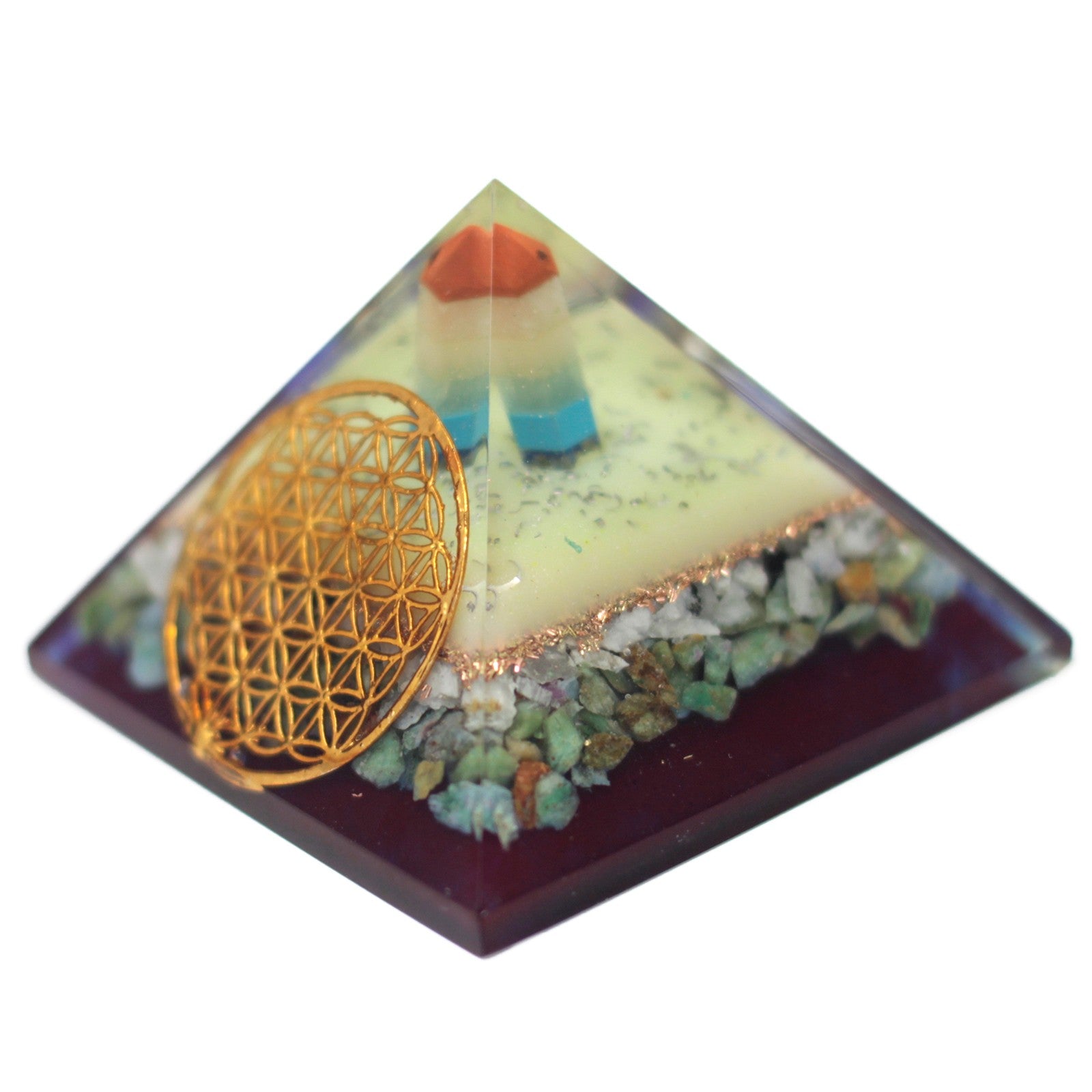 Lrg Orgonite Pyramid 80mm - Flower of Life