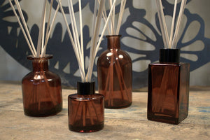 100ml Square Long Reed Diffuser Bottle with Silver Top - Amber