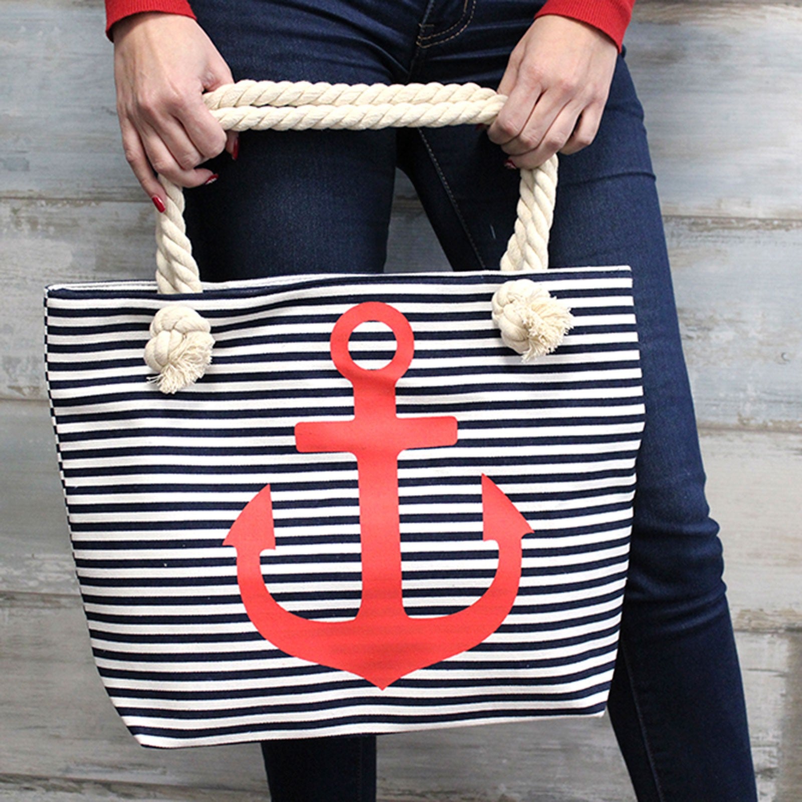 Rope Handle Bag - Blue Anchor