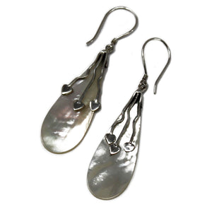 Shell & Silver Earrings - Three Hearts - Mother of Pearl