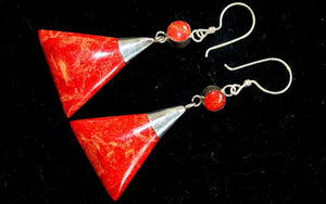 925 Silver Earrings - Triangle Double Drop