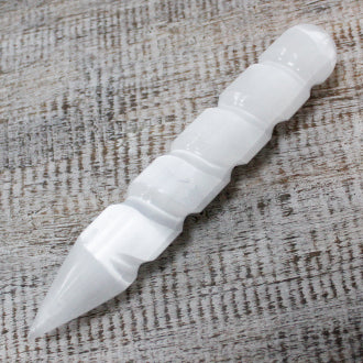 Selenite Spiral Wand - 16 cm ( Point One End)