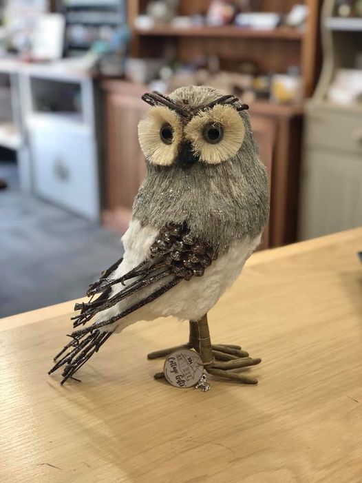 Sisal Artificial Grey Owl - 28cm