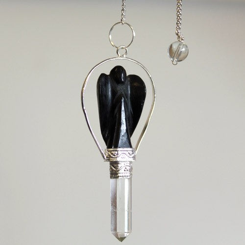 Angel Pendulum with Ring - Black Agate