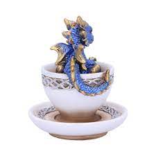 Blue Dracuccino Dragon Figurine in a Teacup