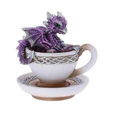 Purple Dracuccino Dragon Figurine in a Teacup