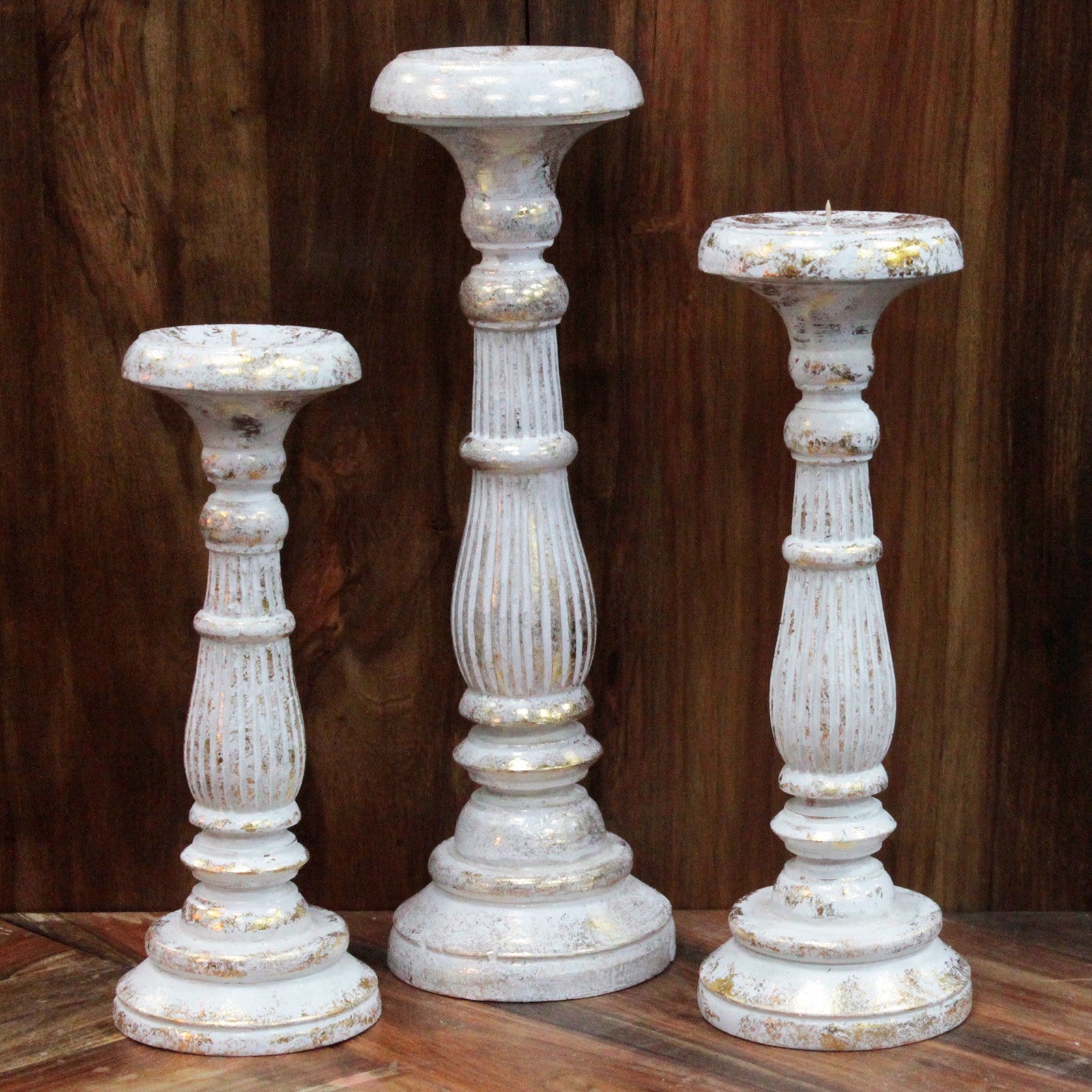Vintage Candle stand - White Gold