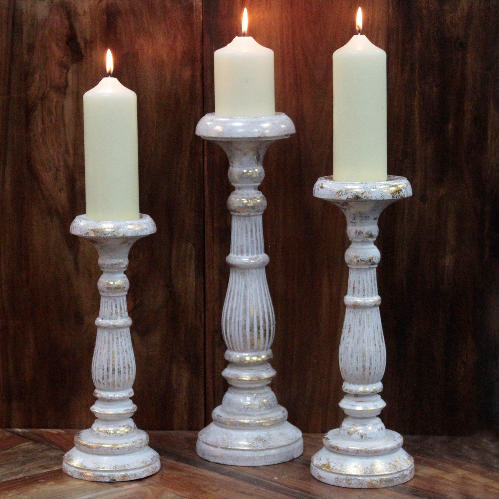 Vintage Candle stand - White Gold