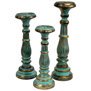 Vintage Candle stand - Turquois Gold Medium