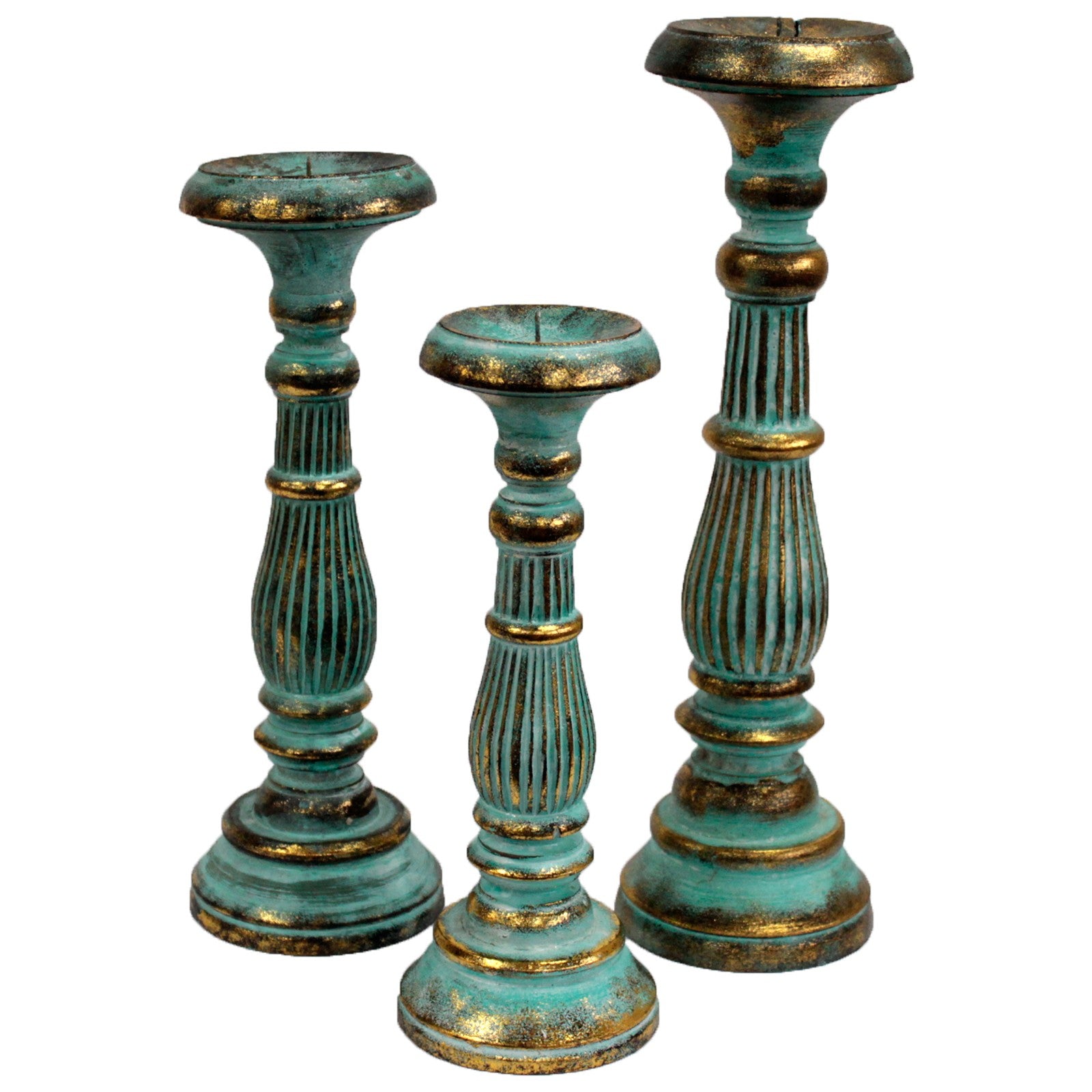 Vintage Candle stand - Turquois Gold Small