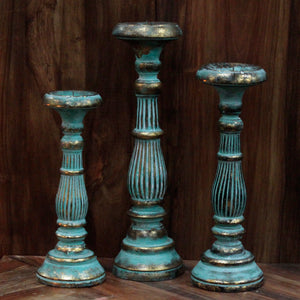 Vintage Candle stand - Turquois Gold Small