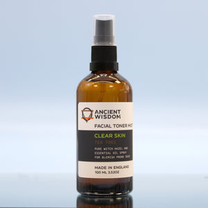 Facial Toner Mist - Clear Skin - Pure Witch Hazel with Tea Tree 100ml