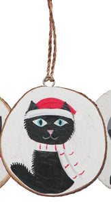 Christmas Cats - Hand Painted Log Xmas Decor