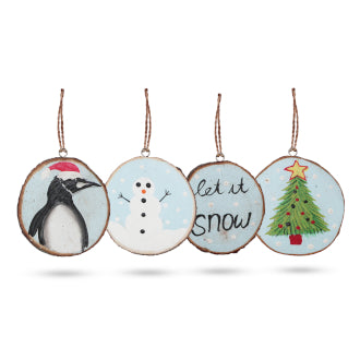 Let it Snow - Hand Painted Log Xmas Decor