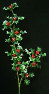 Christmas Pick - Holly Spray with Glitter