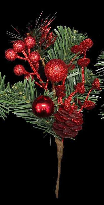 Christmas Pick - Red Decorated Pick