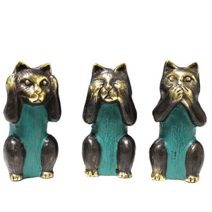 Set of 3 - See No evil etc - Brass Cats
