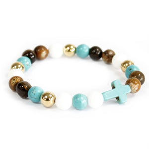 Turquoise Cross/Royal Beads - Gemstone Bracelet