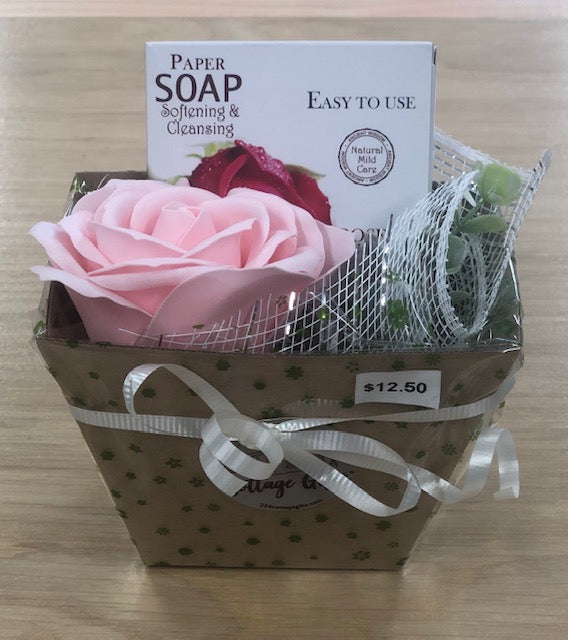 Small Gift Box - Rose Paper Soap & Soap Flower