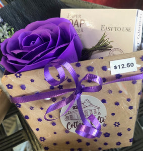 Small Gift Box - Lavender Paper Soap & Soap Flower