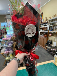 Red Rose Themed Soap Flower Bouquet - Large