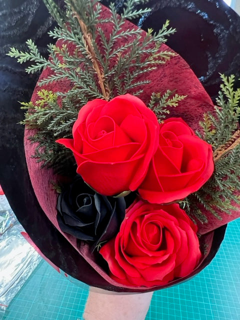Red Rose Themed Soap Flower Bouquet - Small