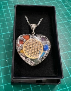 Orgonite Power Pendant - 7 Stone Chakra Heart