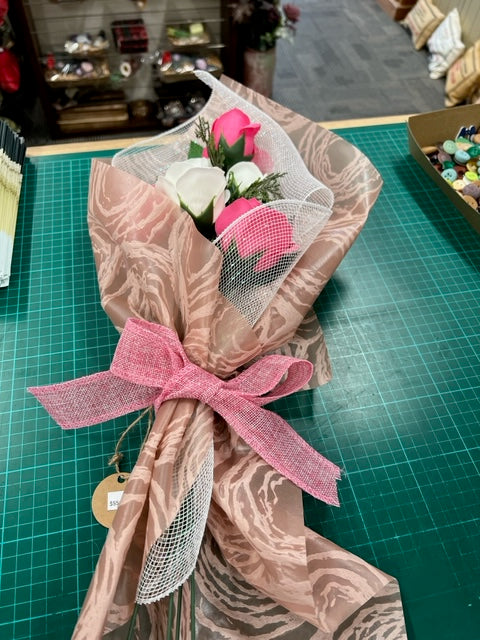 Soap Flower Bouquet - Dark Pink