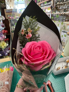 Soap Flower - Single Pink Rose Bouquet