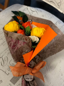 Medium Soap Flower Bouquet - Orange Theme