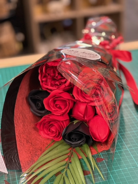 Red Rose Themed Soap Flower Bouquet - Large