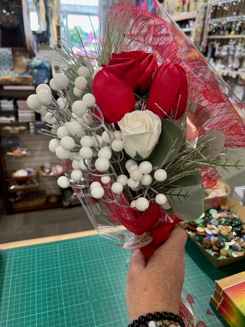 Red Rose & Tulip Soap Flower Bouquet