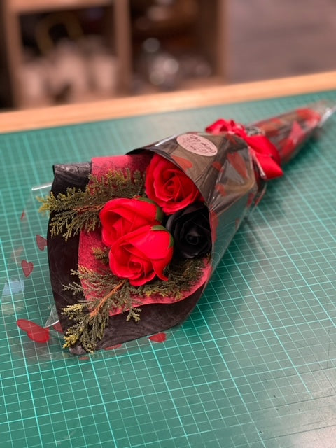 Red Rose Themed Soap Flower Bouquet - Small