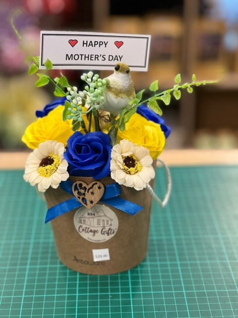 Mother's Day Soap Flower Box - Blue & Yellow
